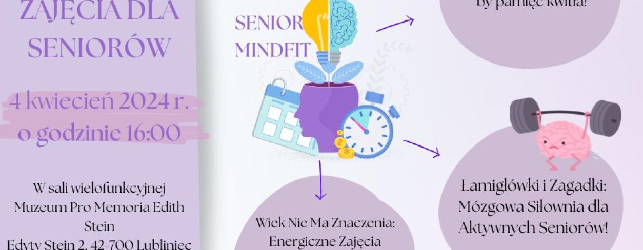 infografika przedstawiająca obrazki głowi i jakie działania ćwiczenia które rozwijają pamięć i poprawiają pracę mózgu u seniorów