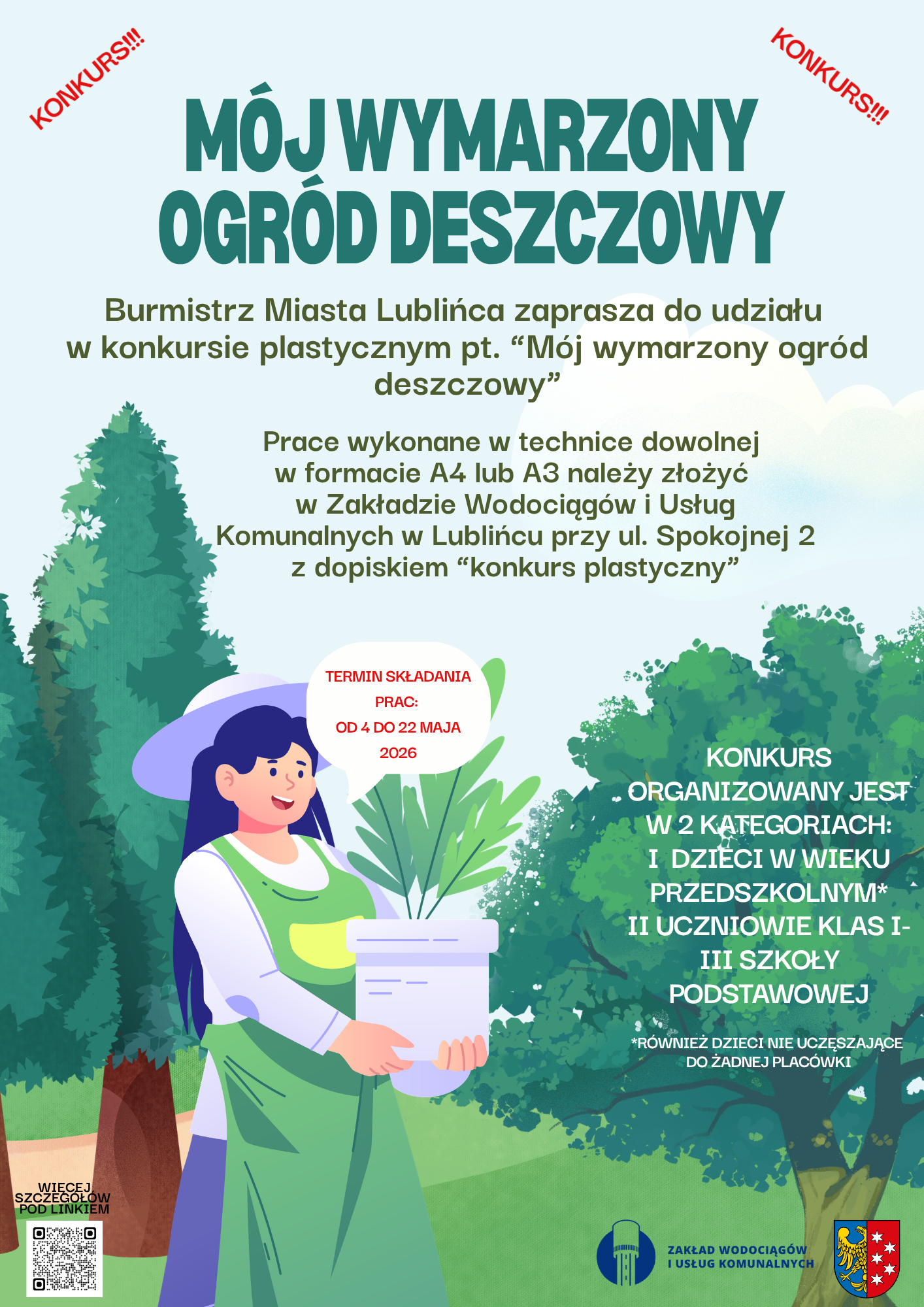 Plakat konkursu Mój wymarzony ogród deszczowy