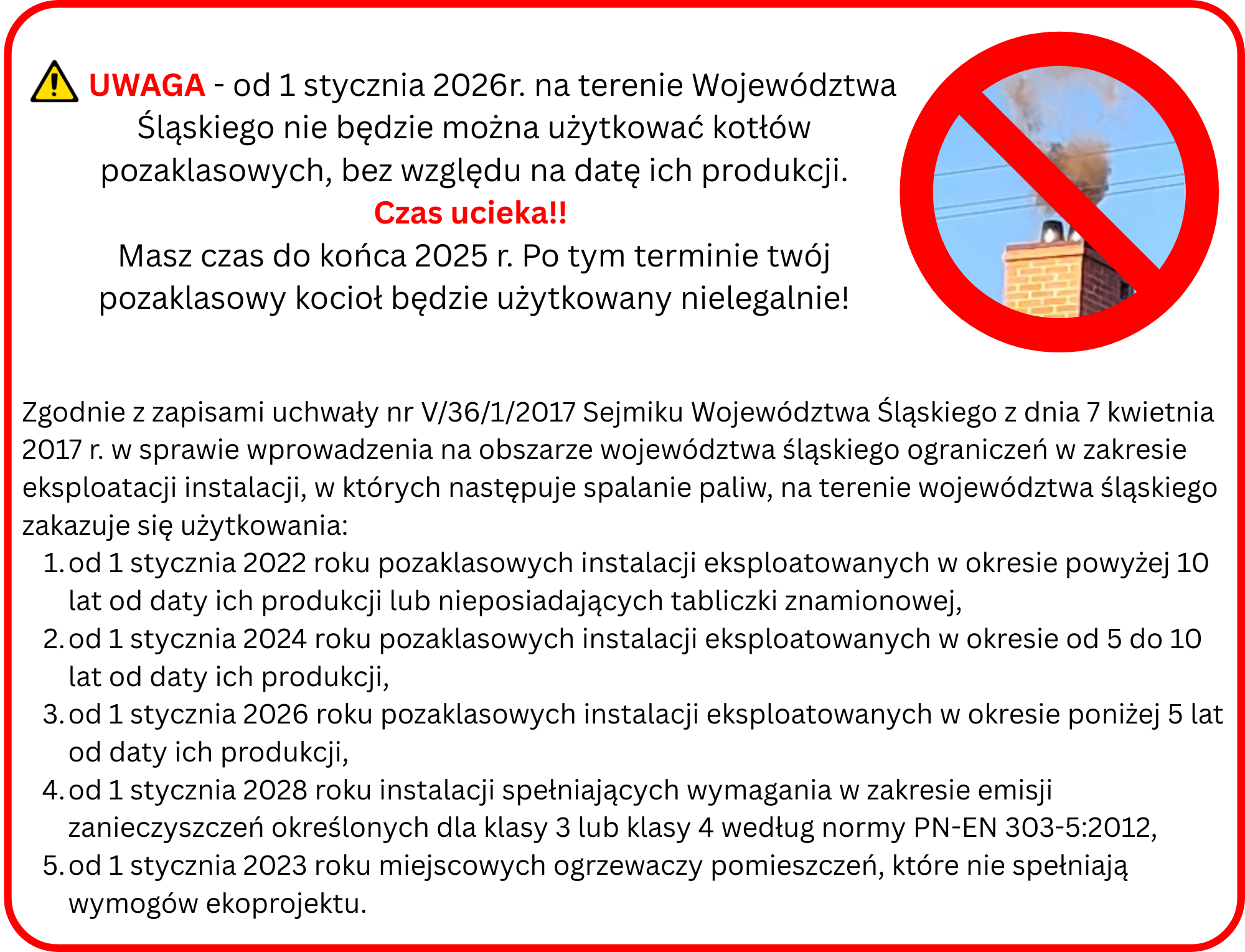 przpeisy dot zakazu eksploatacji kopciuchów