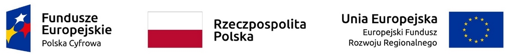 logo Fundusze Europejskie Polska Cyfrowa, flaga Rzeczpospolitej Polskiej, znak Unii Europejskiej