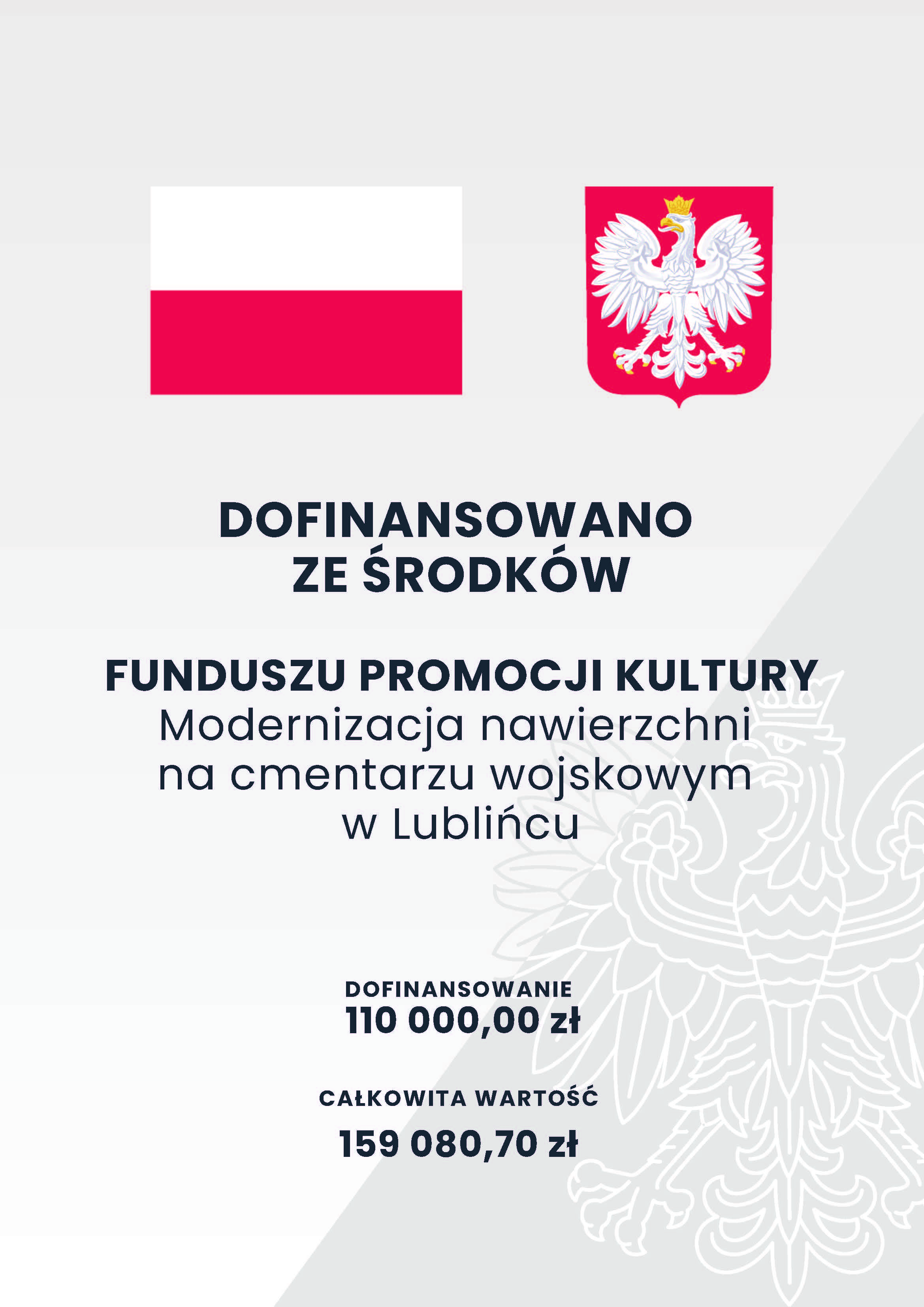 PLAKAT O MODERNIZACJI NAWIERZCHNI NA CMENTARZU WOJSKOWYM