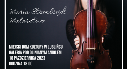 Na plakacie dziewczyna trzyma z przodu skrzypce