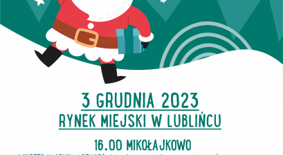 Plakat z grafiką z wesołym Mikołajem 