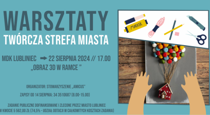 grafika informująca o warsztatch ,,Obraz 3D w ramce''