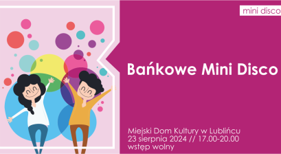Grafika z dziećmi i kolorowymi bańkami 