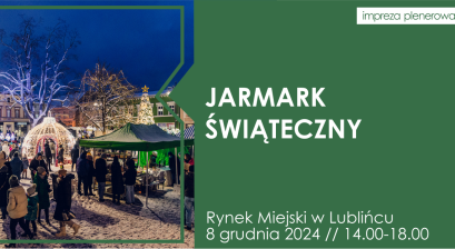 Grafika informująca o wydarzeniu Jarmark Świąteczny