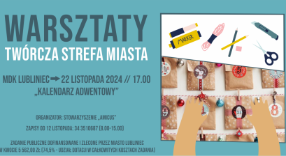 Grafika informująca o warsztatach ,,Kalendarz adwentowy'' 