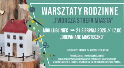 Grafika zapowiadająca warsztaty rodzinne Twórcza Strefa Miasta