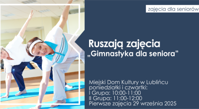 Grafika zapowiadająca zajęcia ,,Gimnastyka dla seniorów'' 