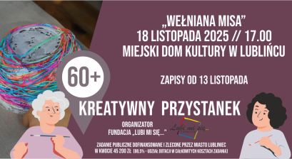 Grafika zapowiadająca warsztaty Kreatywny Przystanek 60+ ,,Wełniana misa'' 