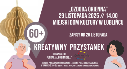 Grafika zapowiadająca warsztaty Kreatywny Przystanek 60+ ,,Ozdoba okienna”