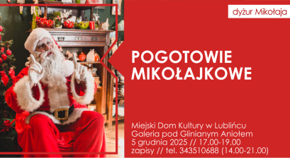 Grafika zapowiadająca wydarzenie ,,Pogotowie Mikołajkowe'' 