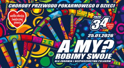 Grafika zapowiadająca 34. Finał Wielkiej Orkiestry Świątecznej Pomocy 