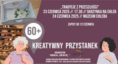 Grafika zapowiadająca warsztaty Kreatywny Przystanek 60+