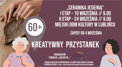 Grafika zapowiadająca warsztaty Kreatywny Przystanek 60+