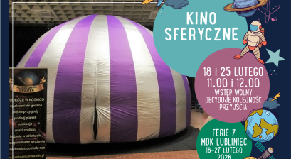 Grafika zapowiadająca atrakcje ,,Kino sferyczne''