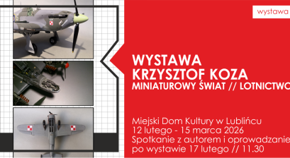 Grafika zapowiadająca wystawę  Krzysztof Koza ,,Miniaturowy świat’’ // Lotnictwo