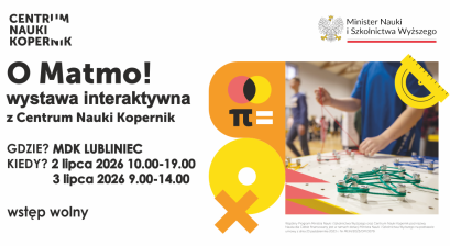 Grafika reklamująca wystawę ,,O Matmo!'' 