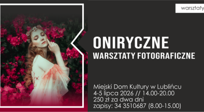 Grafika reklamująca Oniryczne Warsztaty Fotograficzne 