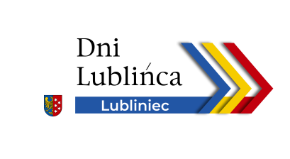 słowo "dni lublińca" z trzema strzałkami w kolorach herbu Miasta Lublińca