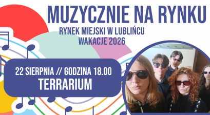 Grafika zapowiadająca koncert Terrarium  w ramach cyklu ,,Muzycznie na Rynku''