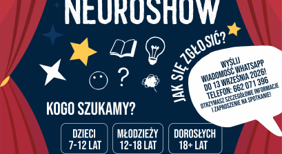 Plakat reklamujący casting do spektaklu ,,Neuroshow'' 