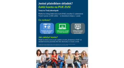 Plakat informacyjny dot. założenia konta na PUE ZUS