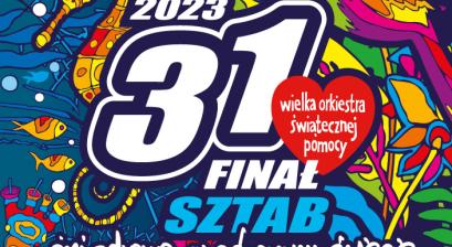 Plakat  31. Finał WOŚP pod hasłem „Chcemy wygrać z sepsą! Gramy dla wszystkich – małych i dużych!”