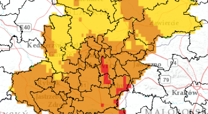Mapa prognozy zanieczyszczenia powietrza dla województwa śląskiego
