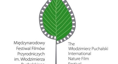 Logo Międzynarodowego Festiwalu Filmów Przyrodniczych im. Włodzimierza Puchalskiego w dwóch językach - polskim i angielskim
