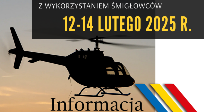 Grafika ze śmigłowcem oraz datą szkoleń JWK