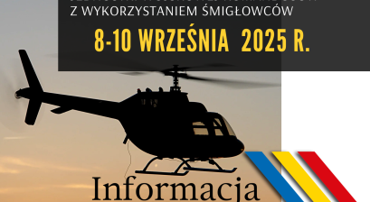 Grafika ze śmigłowcem oraz datą szkoleń JWK