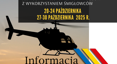 Grafika ze śmigłowcem oraz datą szkoleń JWK