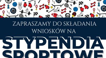 Grafika z napisem stypendia sportowe - zaproszenie do składania wniosków