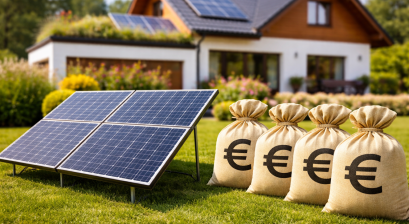 Dom i panele fotowoltaiczne na działce 