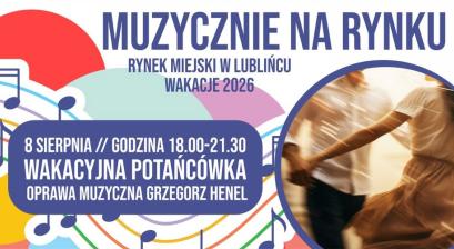 Informacje o wydarzeniu oraz tańcząca para 