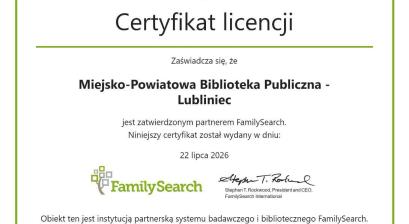 Certyfikat licencji 