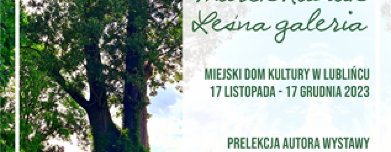 Na plakacie grafika z zielonym drzewem 