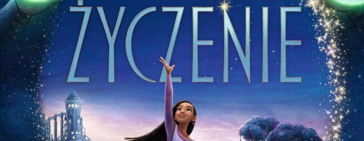 Życzenie z grafiką głównej bohaterki i czarodziejem 