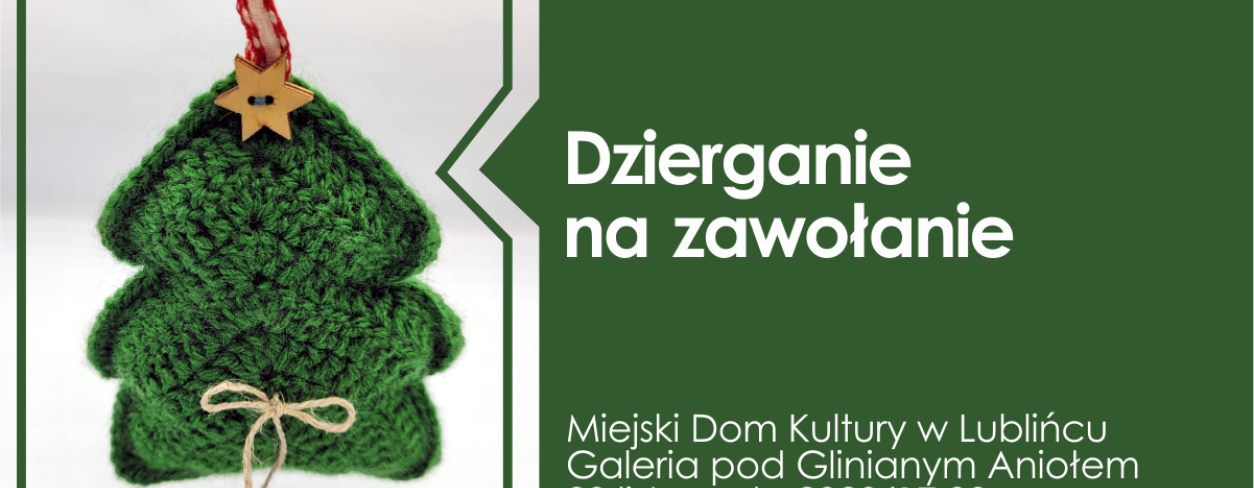 Grafika z udzierganą na szydełku choinką 