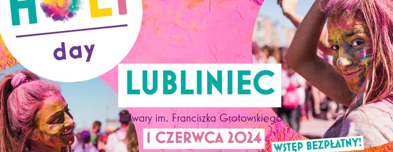 dwie dziewczyny z kolorowymi buziami i włosami obsypane proszkami holi 