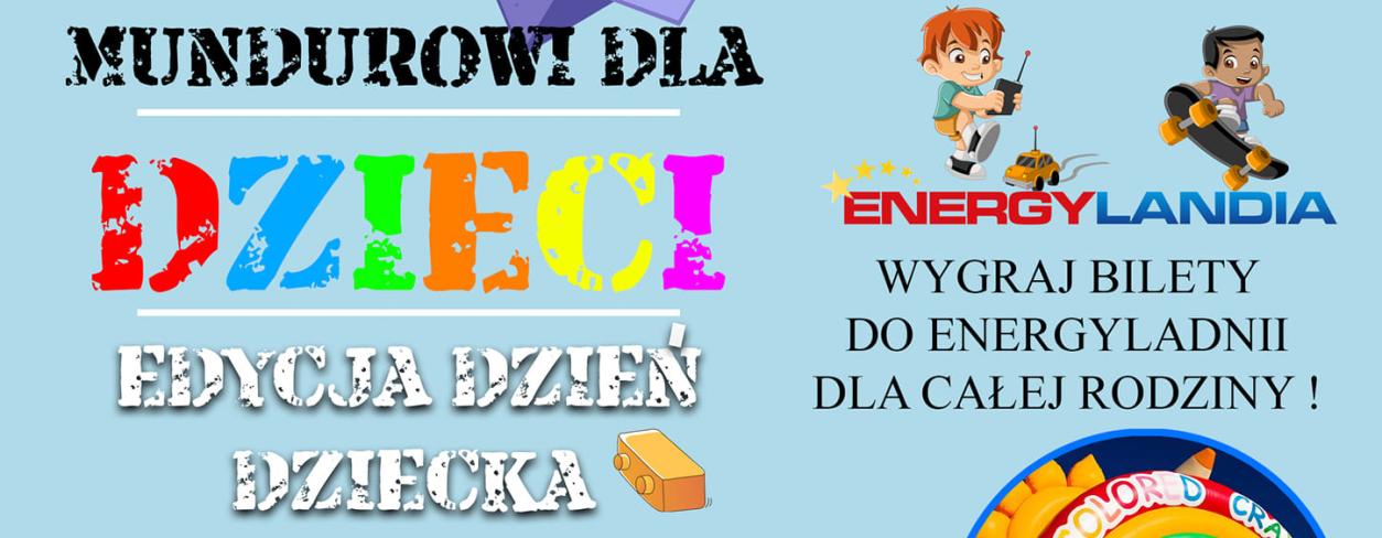 treśc plakatu  w opisie wydarzenia, pare zdjęć z poprzednich wydarzeń, mundurowi, zamek dmuchan, pomalowana dziewczynka