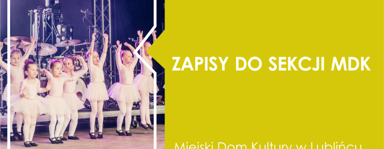 Grafika informująca o terminie zapisów do sekcji MDK Lubliniec