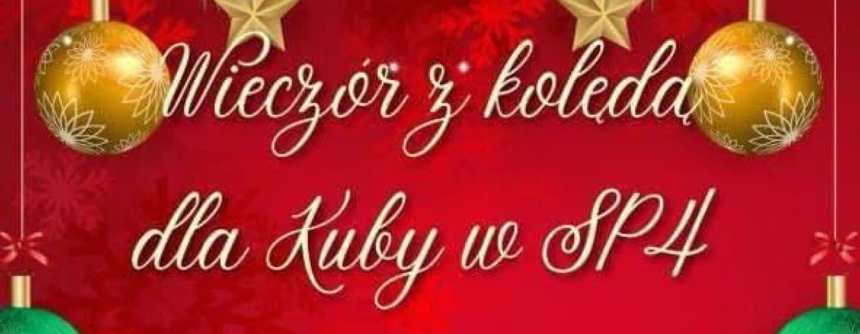 plakat informacyjny czerwone tło na górze z zielonymi gałązkami i złotymi bombkami 
