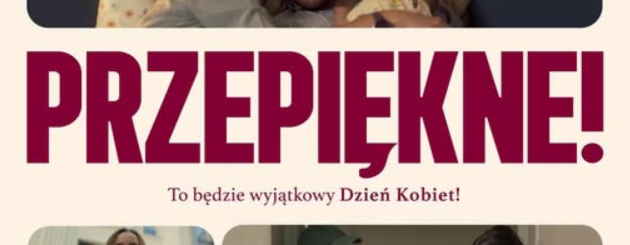 plakat filmu Przepięknie z poukładanymi kadrami z filmu 8 klatek z różnymi scenami 
