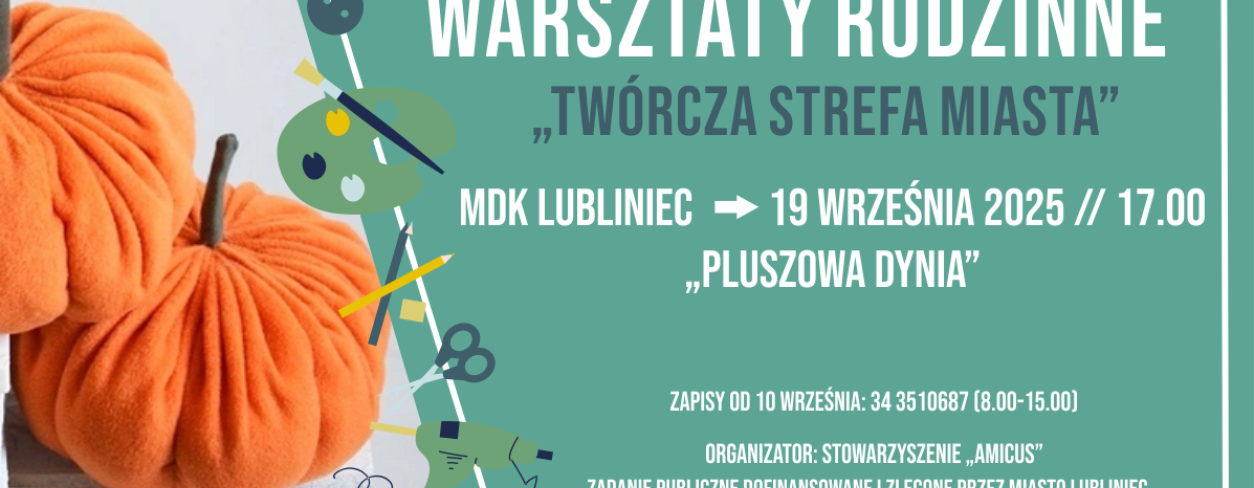 Grafika zapowiadająca warsztaty rodzinne Twórcza Strefa Miasta