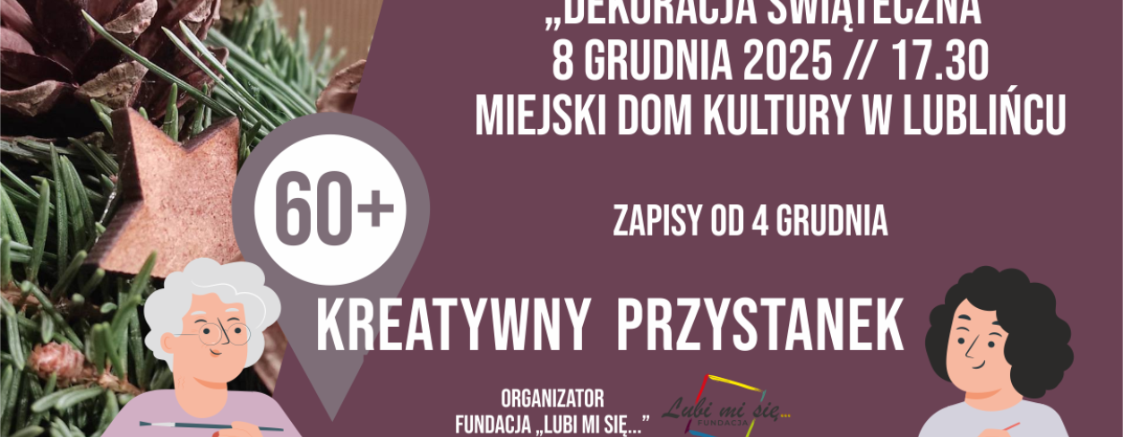 Grafika zapowiadająca warsztaty Kreatywny Przystanek 60+