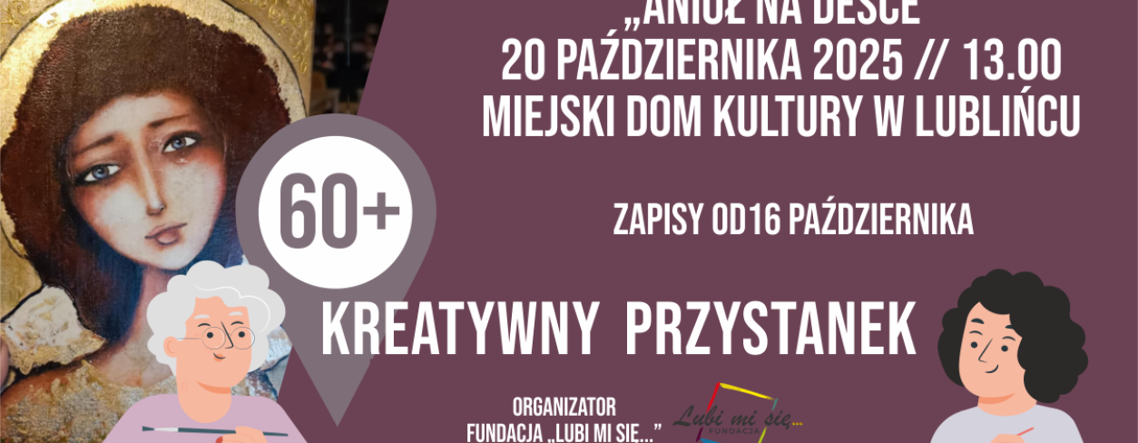 Grafika zapowiadająca warsztaty Kreatywny Przystanek 60+