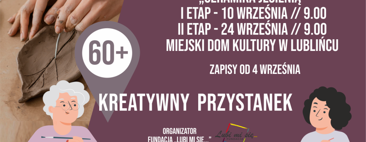 Grafika zapowiadająca warsztaty Kreatywny Przystanek 60+