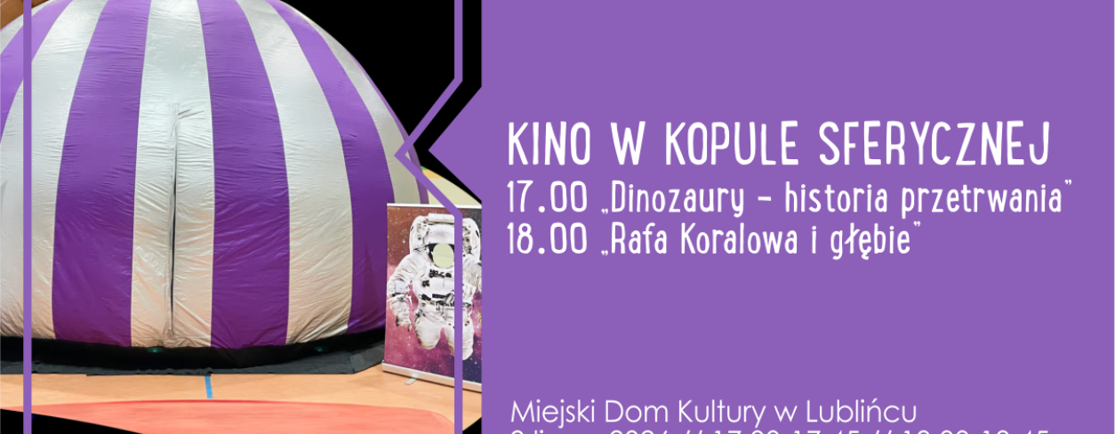 Grafika zapowiadająca atrakcje ,,Kino sferyczne''